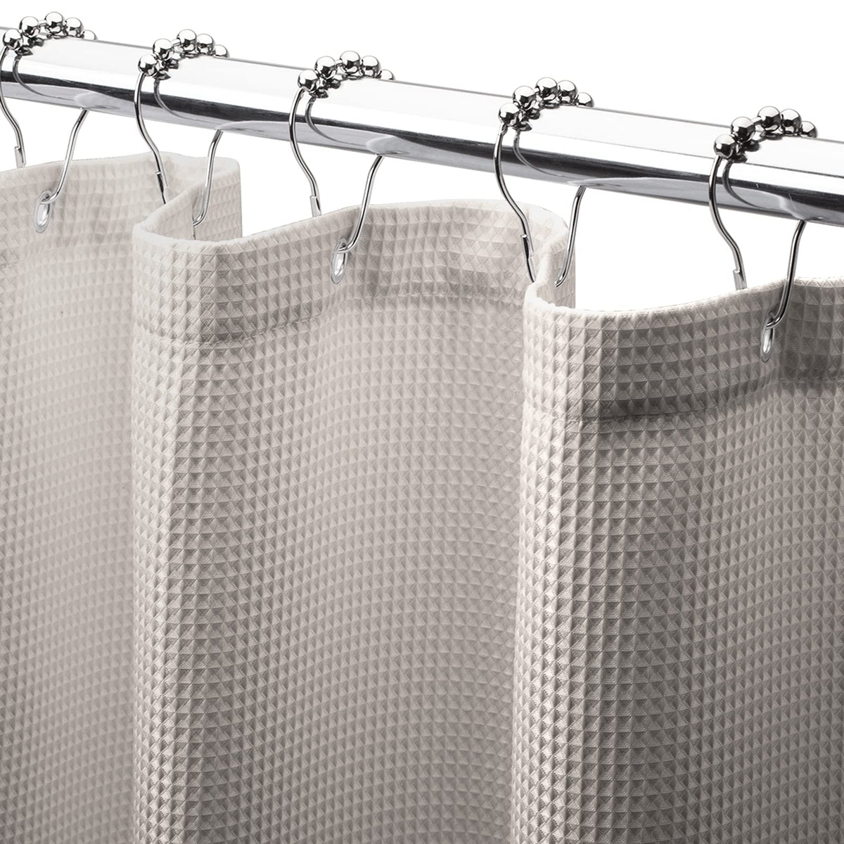 Amazerbath Waffle Shower Curtain, Khaki Shower Curtain Fabric With Waffle Weave, Hotel Quality Bathroom Shower Curtains, Heavy D