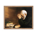 Poster Master Vintage Poster - Retro Religious Print - Gift for Artist, Friend - Man Praying Over Bread, Grace, Old, Food - Wall