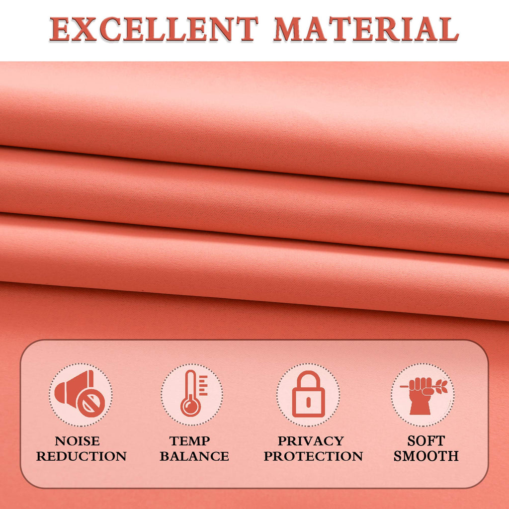 Donren Room Darkening Half Curtains For Small Windows - Cabinet Curtain Tiers For Kitchen With Rod Pocket (Coral,30 X 30 Inch Length,2 Panels)