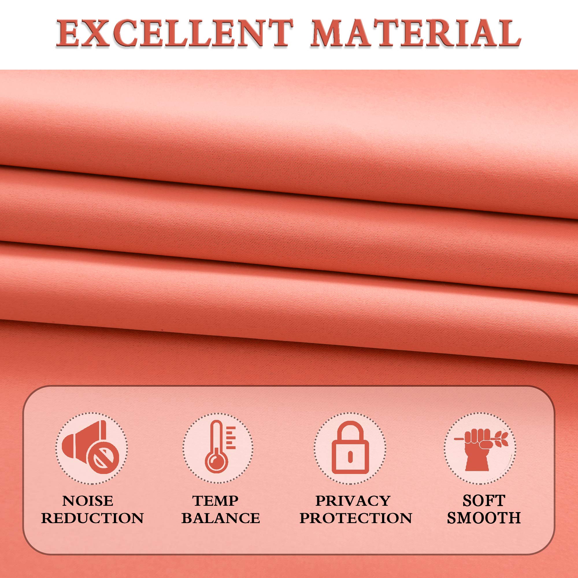 Donren Room Darkening Half Curtains For Small Windows - Cabinet Curtain Tiers For Kitchen With Rod Pocket (Coral,30 X 30 Inch Length,2 Panels)