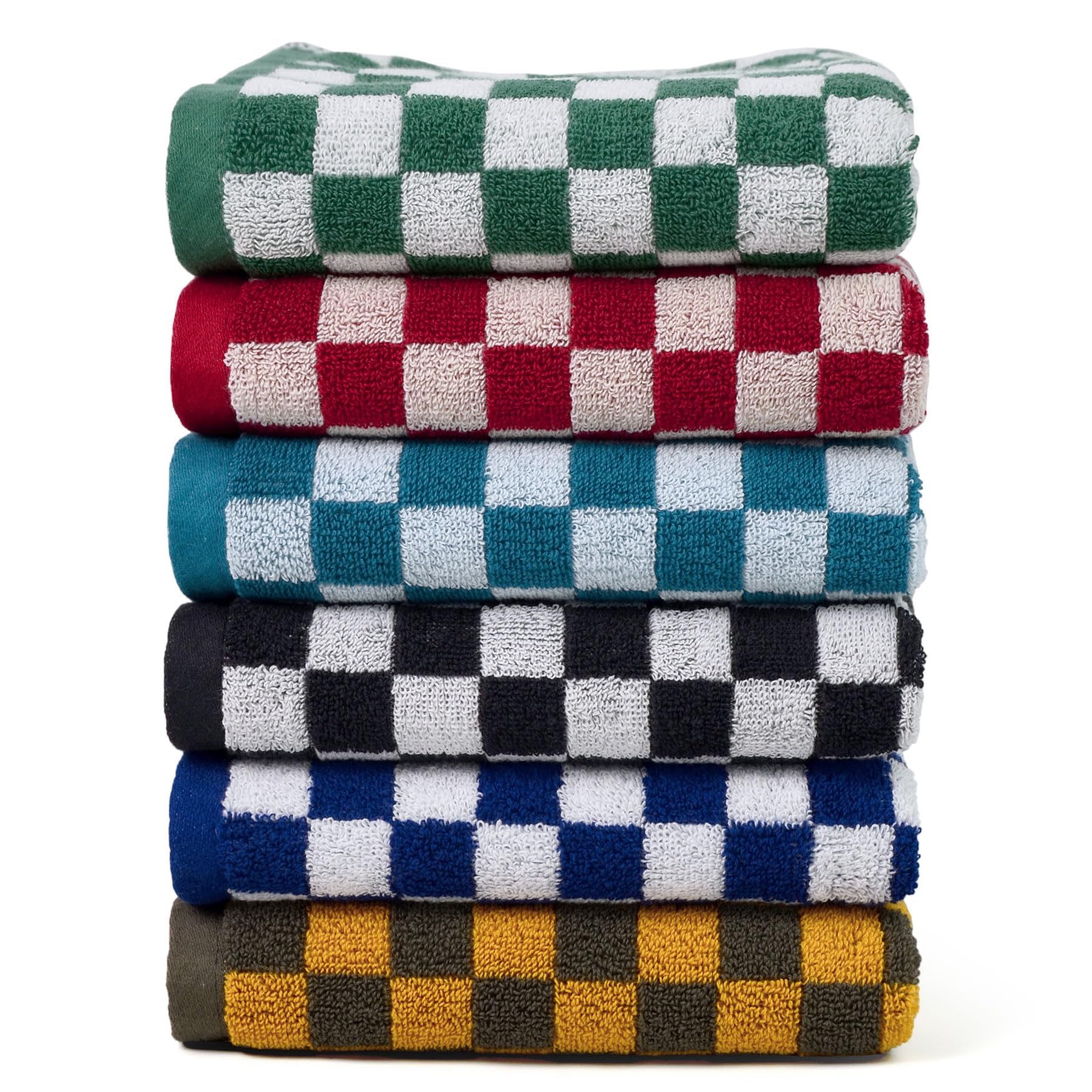 Jacquotha Checkered Hand Towels Set of 6, Cotton Bathroom & Kitchen Towels for Everyday Use, 13 x 29, Assorted Colors