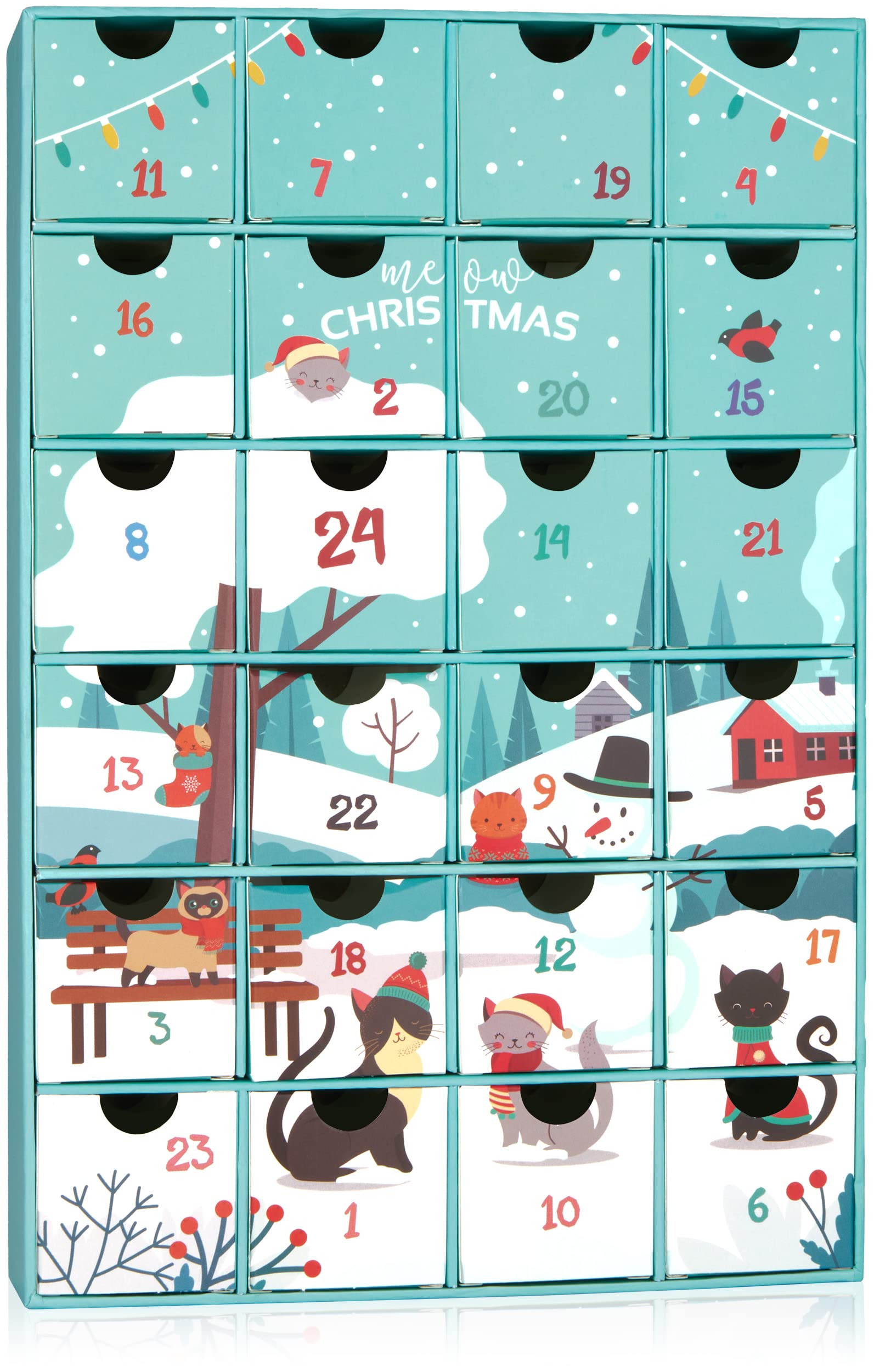 BRUBAKER Advent Calendar for Cats and Cat Lovers to Fill - Reusable DIY Christmas Calendar for Treats, Snacks, Sweets or Other S