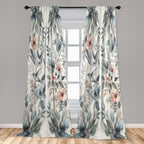 Ambesonne Birds And Nature Curtains, Muted Tone Leafy Floral Huddles With Hummingbirds Urban Jungle, Window Treatments 2 Panel S