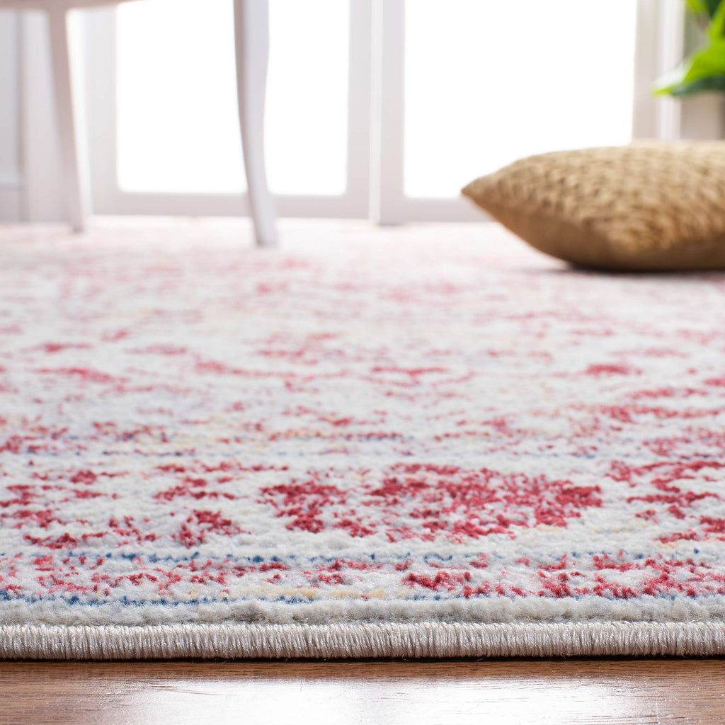 Safavieh Brentwood Collection 5'3'' X 7'6'' Ivory/Red Bnt832C Medallion Distressed Non-Shedding Living Room Bedroom Dining Home