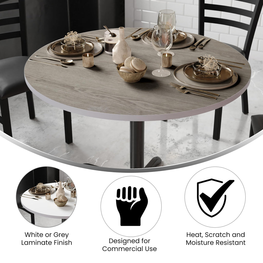Flash Furniture Glenbrook 42' Round Table Top With White Or Gray Reversible Laminate Top (Pack Of 1)