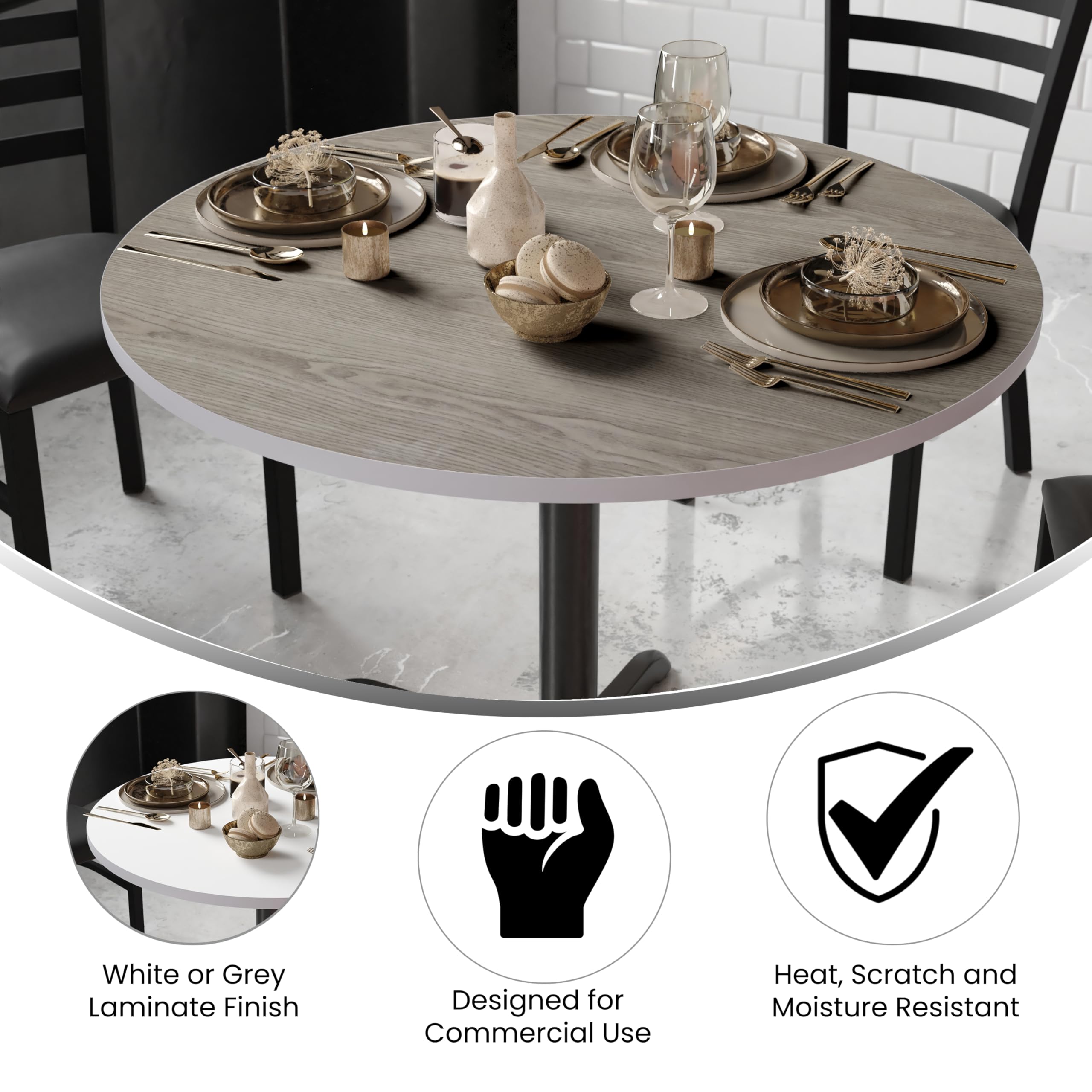 Flash Furniture Glenbrook 42' Round Table Top With White Or Gray Reversible Laminate Top (Pack Of 1)
