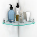 Plantex Glass Corner Shelf For Bathroom Organiser/Transparent Glass Shelf For Living Room/Kitchen Shelves/Bathroom Corner Organi