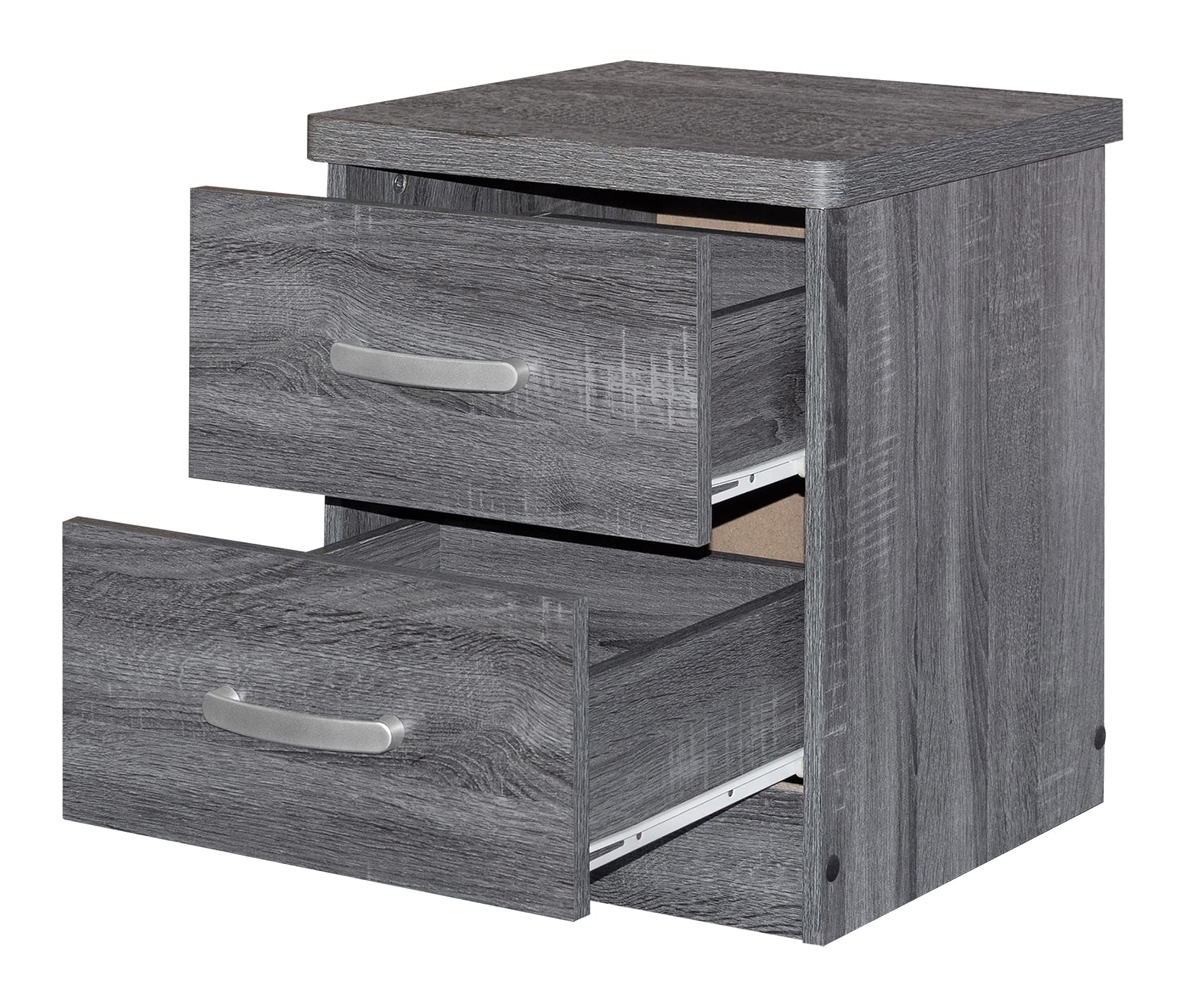Better Home Products Cindy Faux Wood 2 Drawer Nightstand in Gray