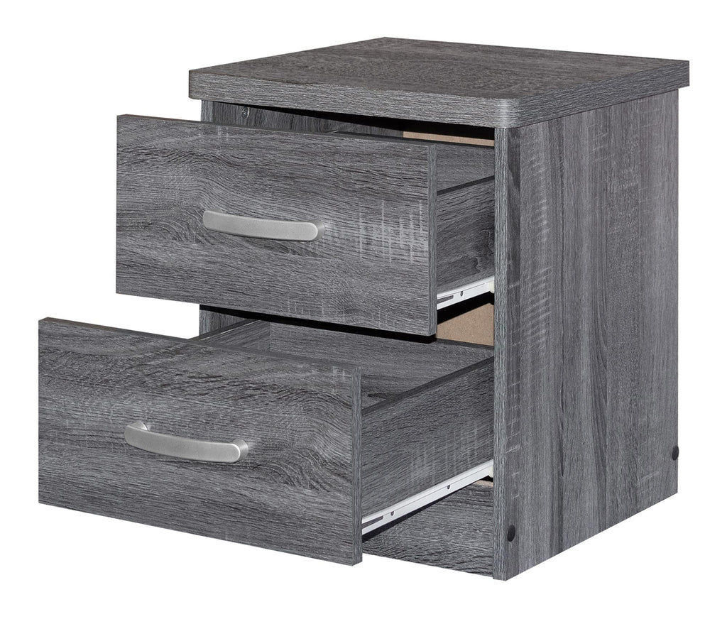 Better Home Products Cindy Faux Wood 2 Drawer Nightstand in Gray