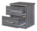 Better Home Products Cindy Faux Wood 2 Drawer Nightstand in Gray
