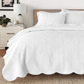 Cozy Line Home Fashions Victorian Medallion Solid White Embossed 100% Cotton Bedding Quilt Set,Reversible Bedspread, Coverlet (B