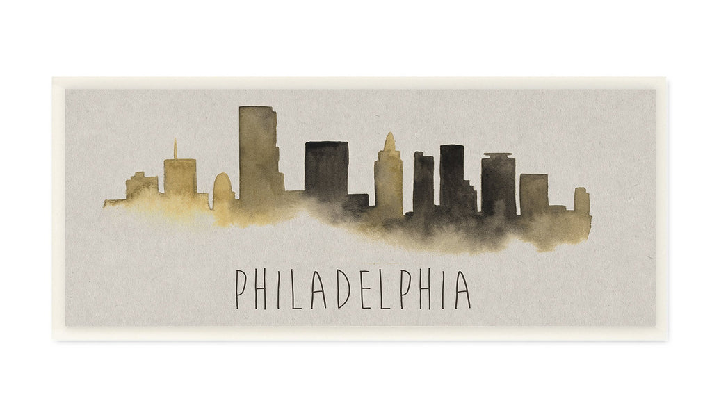 Stupell Industries Philadelphia Skyline Silhouette Wall Plaque Art, 7 x 0.5 x 17, Multi-Color