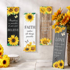 4 Pcs Sunflower Wall Decor Inspirational Sunflower Kitchen Decors Butterfly Gifts For Woman Rustic Farmhouse Love Faith Believe