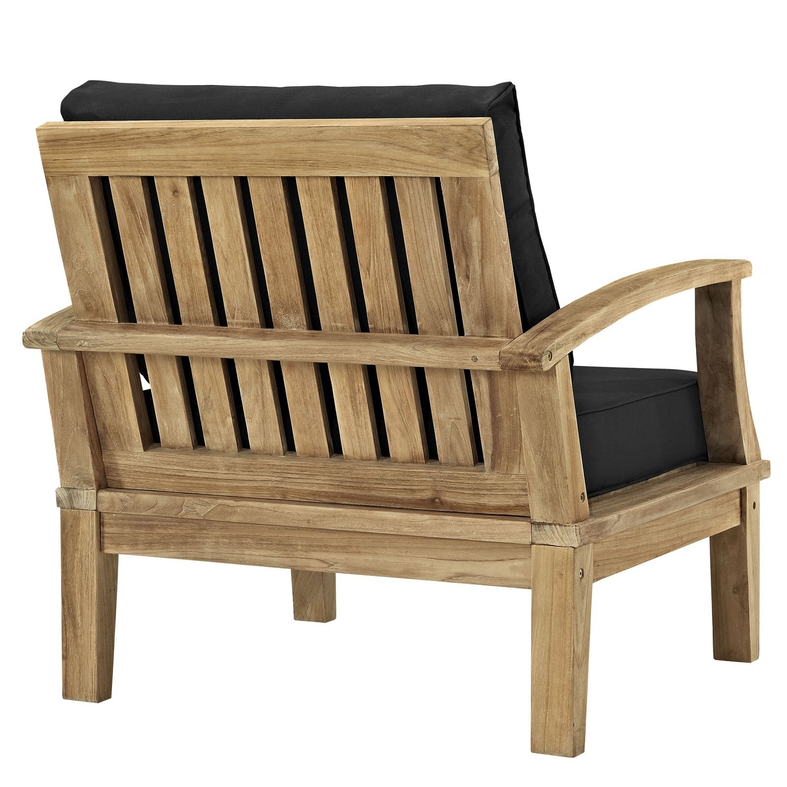 LexMod Marina Outdoor Patio Teak Armchair, Natural Black