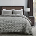 Horimote Home Quilt Set King Size Grey, Classic Geometric Diamond Stitched Pattern,Microfiber Ultra Soft Lightweight Quilted Bed