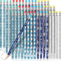 Sherr 36 Pieces Winter Snowflake Pencils with Eraser Toppers Bulk Operation Christmas Frozen Party Favors Holiday Pencils Gifts 