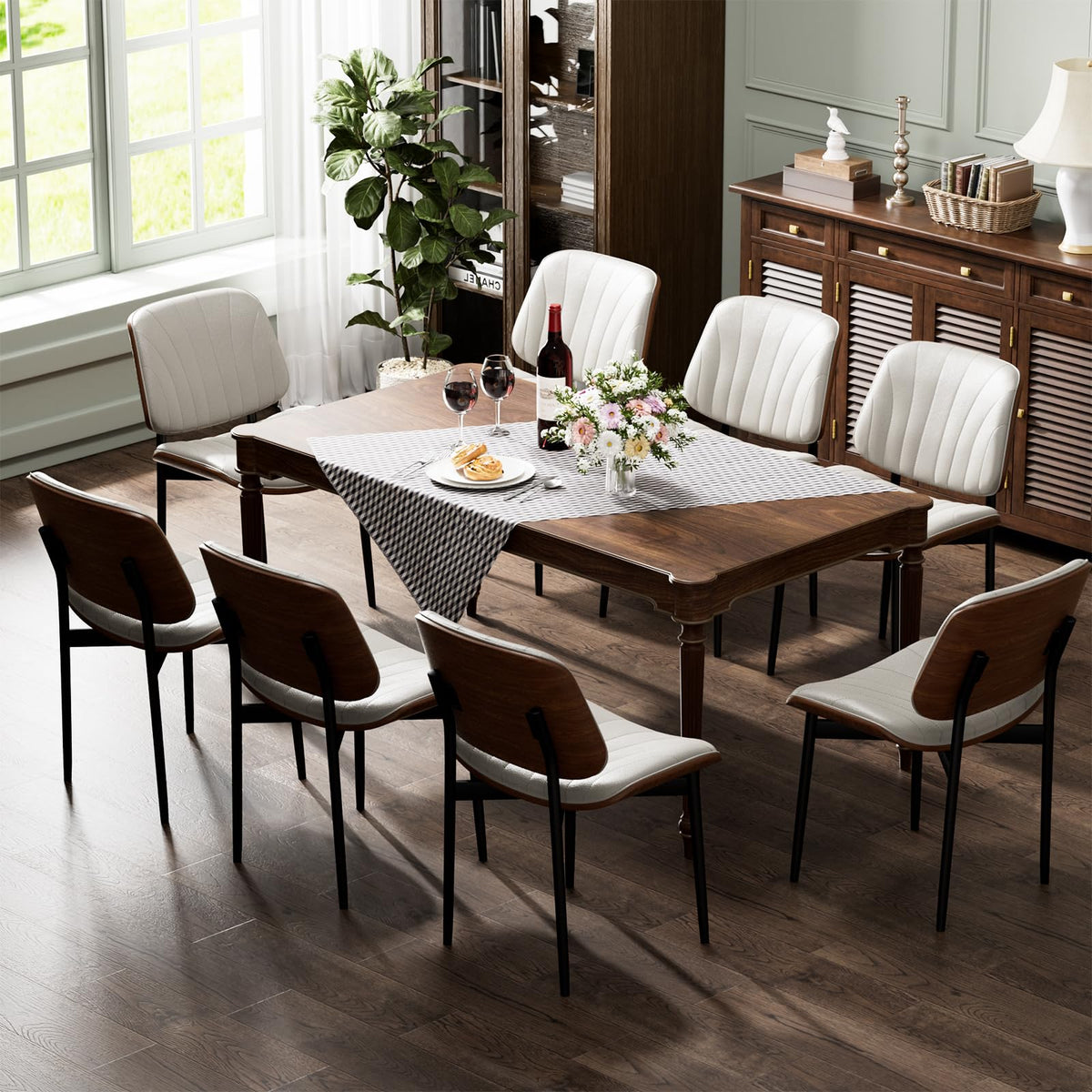 Yafiti Dining Chairs Set Of 8, Dining Room And Kitchen Chairs, Mid Century Modern Accent Chair, Upholstered Pu Leather Chairs Fo