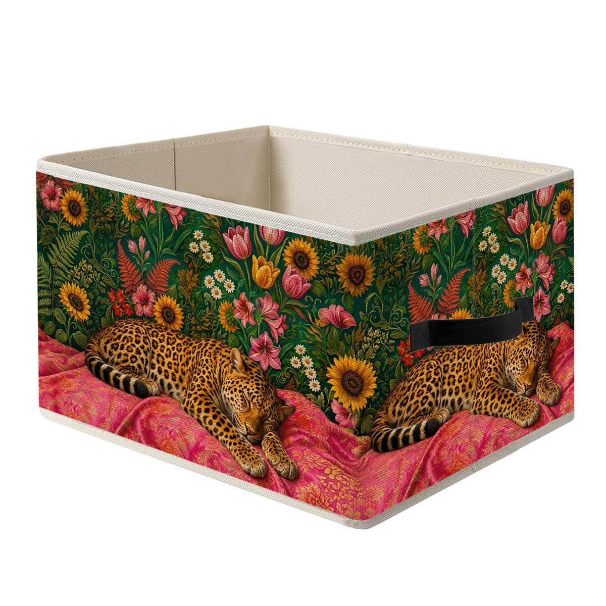 JOQUXI Maximalist Floral Leopard Storage Basket Organizer