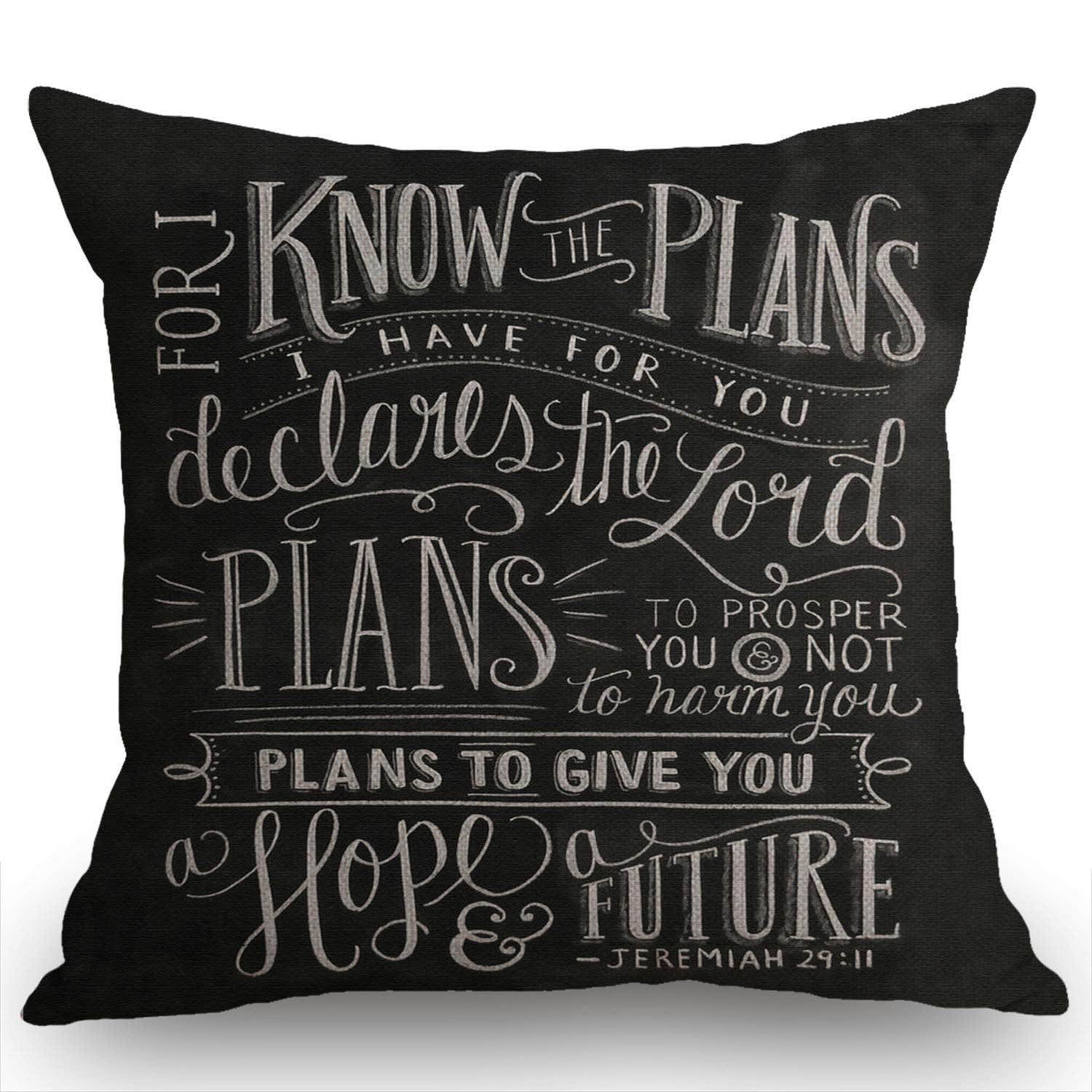 Vintage Bible Verse Scripture Quotes Psalms Sayings Pillow Case Cushion Cover Cotton Linen 18X18 Inches For Sofa Couch,Christian