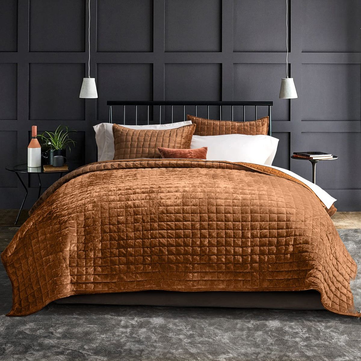 Recyco Luxury Velvet Quilt Set King Size, Lightweight Velvet Comforter Set, Oversized Bedspread Quilted Coverlet Velvet Bedding