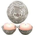 Masoret Jewish Shabbat Metal Travel Candle Holders - Jerusalem Candlesticks, Travel Size Candlesticks in A Box with Cover 2 Inch