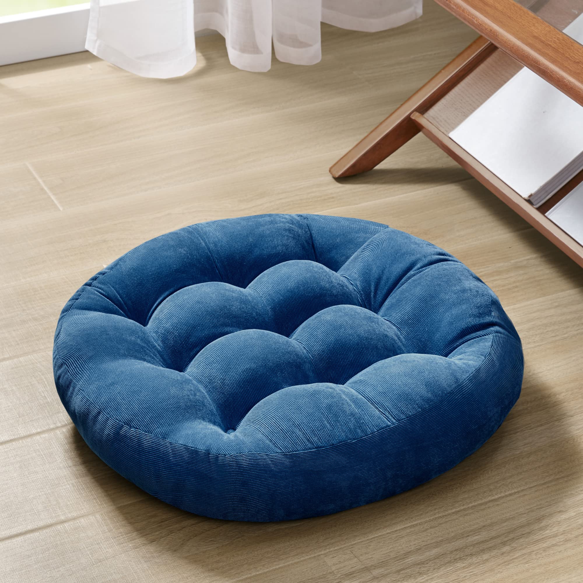 Degrees Of Comfort Floor Cushion Pillow, Round Large Pillows Seating For Adults, Tufted Corduroy Floor Cushions For Living Room