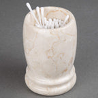 Creative Home Natural Champagne Marble Double Ring Collection Tumbler Toothbrush Holder Makeup Brush Holder Bathroom Vanity Coun