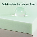 Zinus 4 Inch Green Tea Memory Foam Mattress Topper, Smaller, More Convenient Wonderbox Packaging, Pressure-Relieving Layers, Certipur-Us Certified, Short Queen