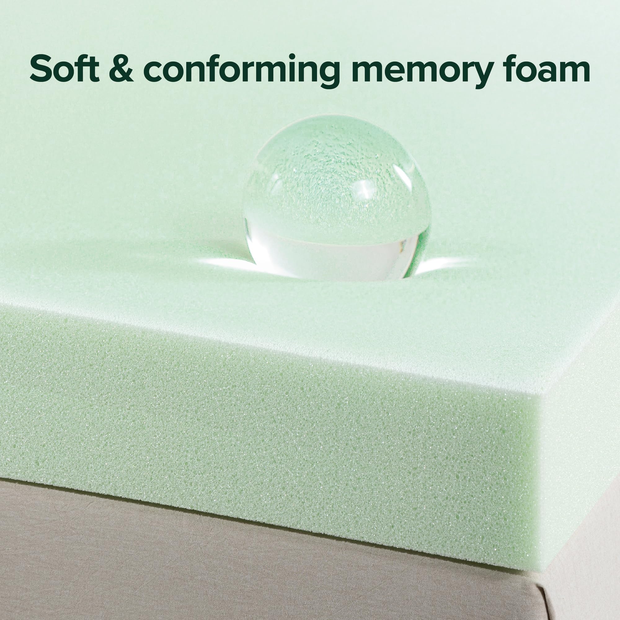 Zinus 4 Inch Green Tea Memory Foam Mattress Topper, Smaller, More Convenient Wonderbox Packaging, Pressure-Relieving Layers, Certipur-Us Certified, Short Queen