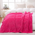 Puncuntex Hot Pink Throw Blanket 108'  90' Inches Fuzzy 3D Jacquard Decorative Flannel Fleece Super Soft Plush Cozy Blanket Fo