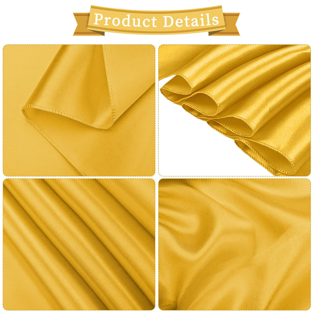 Fani 60 Pcs Gold Satin Chair Sashes Bows Universal Chair Cover For Wedding Reception Restaurant Event Decoration Banquet,Party,Hotel Event Decorations (7 X 108 Inch)