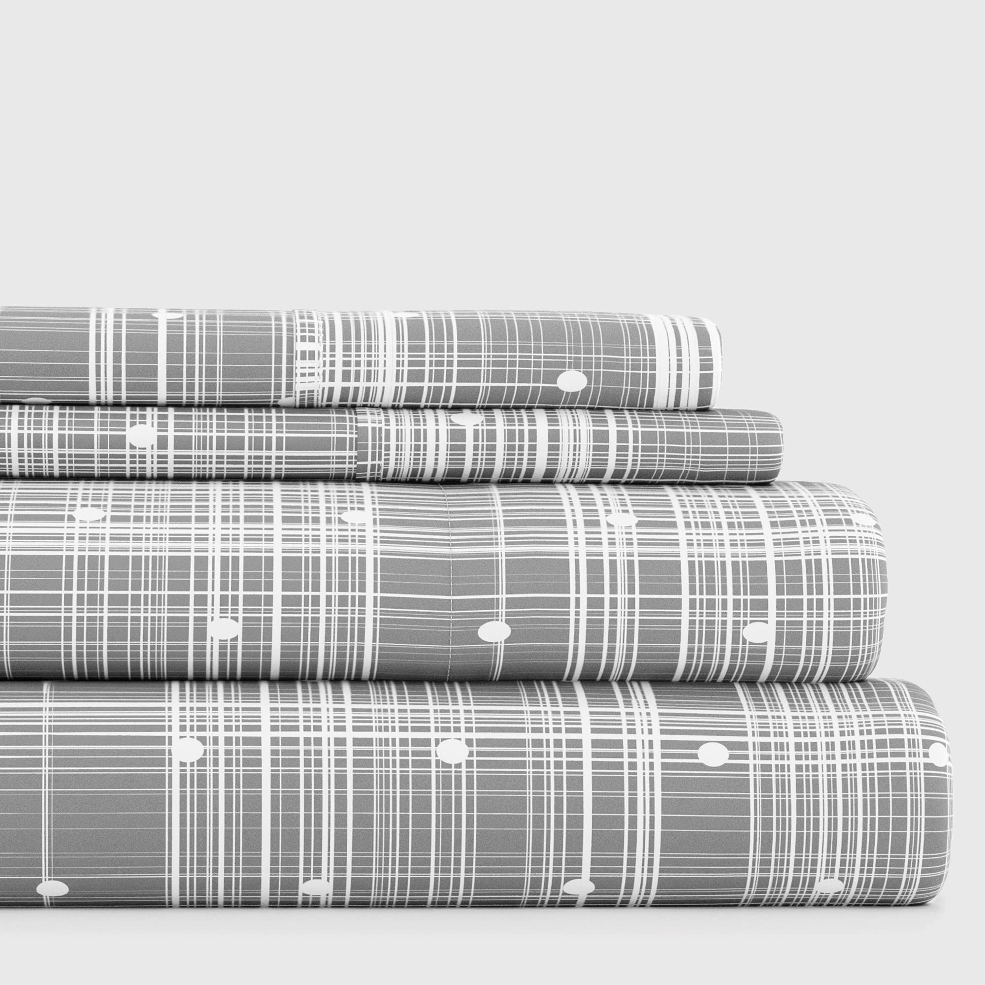 Linen Market 4 Piece Full Bedding Sheet Set (Gray Polka) - Sleep Better Than Ever With These Ultra-Soft & Cooling Bed Sheets For