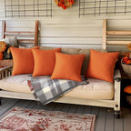Miulee Pack Of 4 Decorative Throw Pillow Covers Outdoor Linen Waterproof Pillow Covers Farmhouse Cushion Cases For Patio Garden Tent Balcony Couch Sofa 16X16 Inch Orange