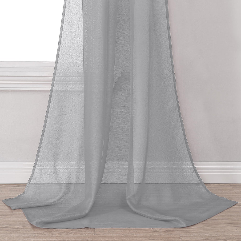 Donren 144 Inches Long Window Scarf Valances For Party - Luxury Soft Gray Semi Sheer Curtain Scarf For Window,1 Panel (Gray,1 Pa