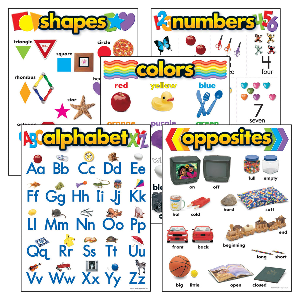 Trend Enterprises, Inc. Kindergarten Basic Skills Learning Chts Combo Pk, Set 5, Multi, (T-38920)