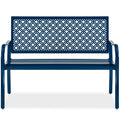 Best Choice Products Outdoor Bench 2-Person Metal Steel Benches Furniture For Garden, Patio, Porch, Entryway W/Geometric Backrest, 790Lb Capacity - Peacock Blue