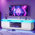 DWVO White TV Stand for 75/70/65 inch TV with Mount & Power Outlet, Modern LED TV Stands for Living Room, Entertainment Center w