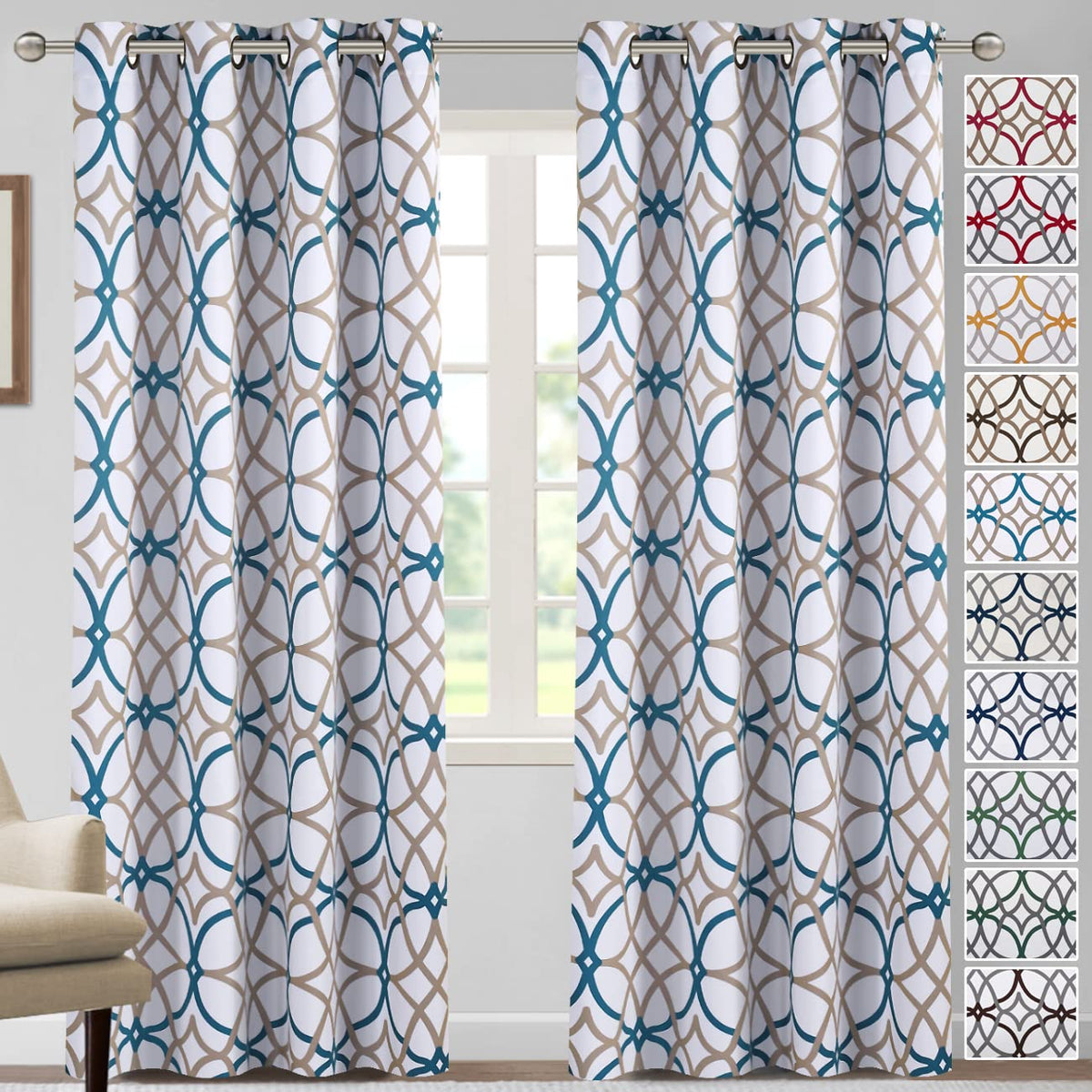 H.Versailtex Blackout Curtains For Bedroom Printed Design 84 Inch Length Thermal Insulated Curtains For Living Room Modern Gromm