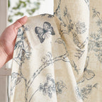 Lazzzy Farmhouse Linen Curtains Blue Floral Curtains 108 Inch Length Back Tab Drapes For Living Room Bedroom Light Filtering Cou