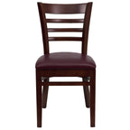 Flash Furniture HERCULES Series Ladder Back Mahogany Wood Restaurant Chair - Burgundy Vinyl Seat