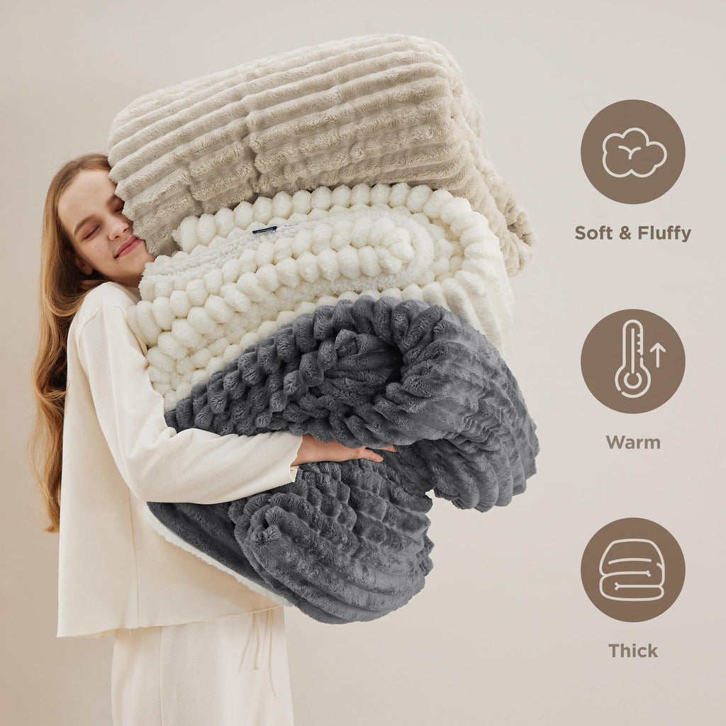Bedsure Sherpa Blanket Twin Size For Couch - Super Soft Cozy Blanket For Bed, Fleece Thick Warm Blanket For Winter, Plush Purple