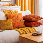 Cosibono Pumpkin Fall Decorative Throw Pillow Covers 18'X18', Set Of 2 Rust Green Soft Faux Fur Pillow Covers For Autumn Harve
