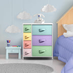 Sorbus Nightstand With 7 Drawers - Bedside Furniture & Night Stand End Table Dresser For Home, Bedroom Accessories, Office, College Dorm, Steel Frame, Wood Top (7-Drawer, Pastel/White)