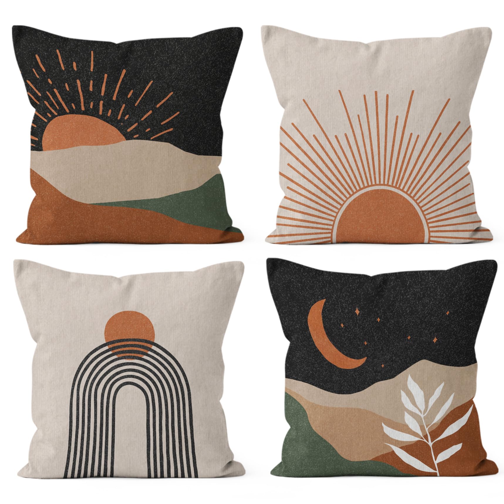 Hiwx Boho Pillow Covers, Boho Sun Moon Mountains Decorative Outdoor Pillows Throw Pillow Cover, Modern Boho Sunshine Sunrise Lan