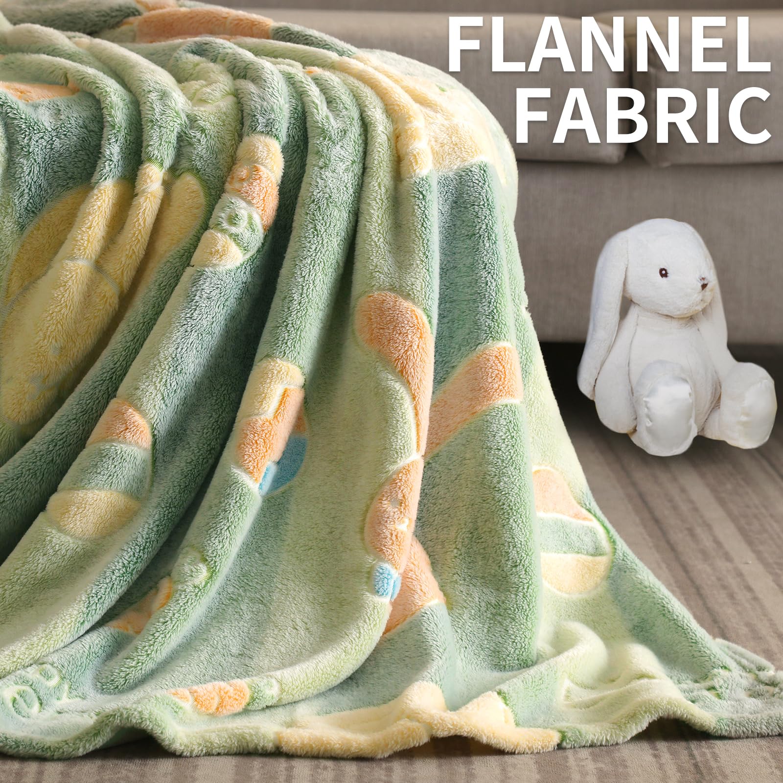 Lifeyj Glow In The Dark Easter Blanket Gifts For Girls Boys, Soft Easter Egg Rabbit Green Blanket 3 4 5 6 7 8 9 10 Year Old Girl