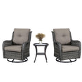 Belord 3 Pcs Patio Furniture Set - Mixed Grey Wicker Swivel Rocking Chair Set With Side Table