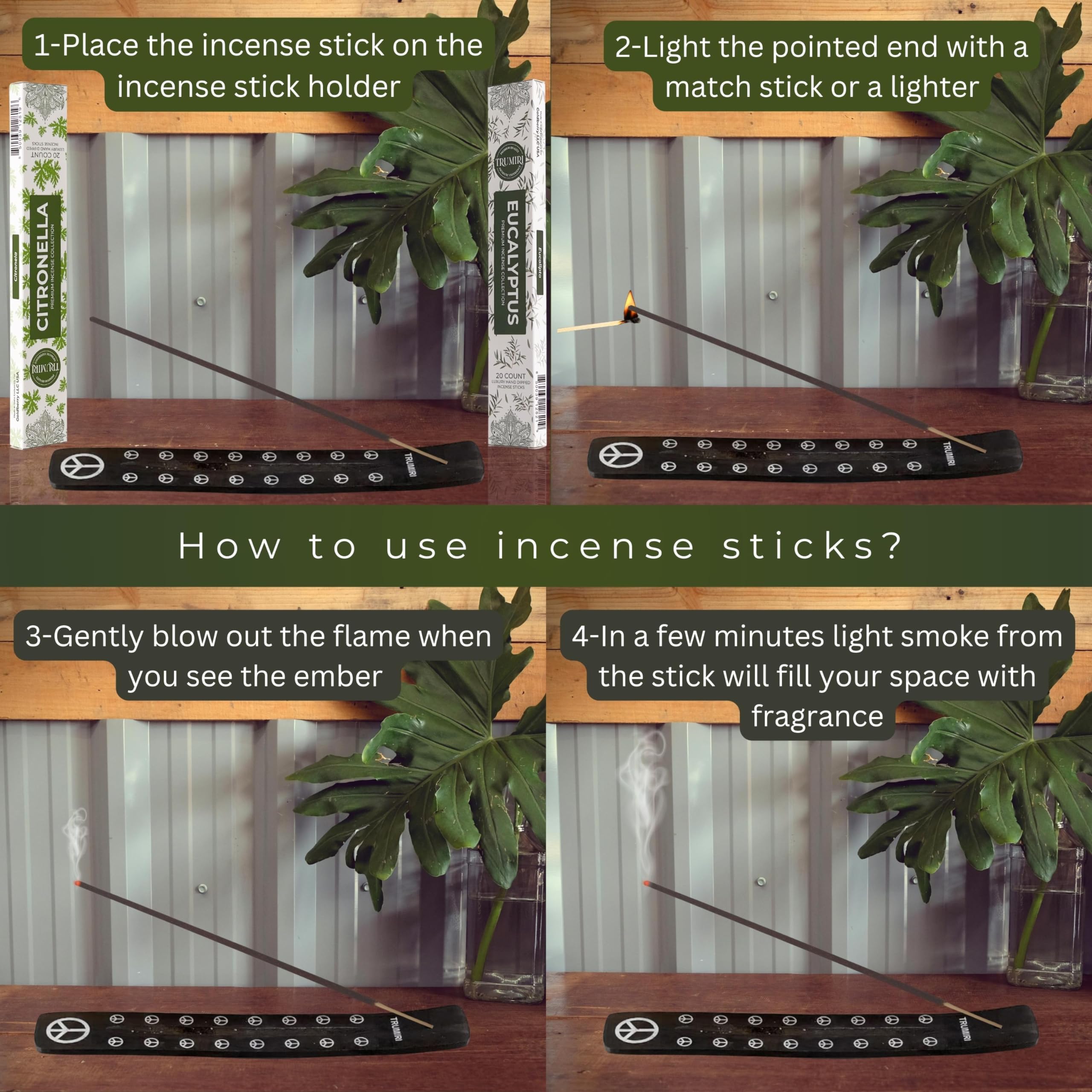 Trumiri Incense Sticks - Combo Pack Of 40 Insence-Sticks - 20 Citronella + 20 Eucalyptus - Insenses - Insents - Incents - Inscen