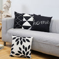 Guhoo Black Pillow Covers Triangle Flower With Home Quote Throw Pillow Cushion Covers 18X18 Set Of 4 Soft Velvet Pillow Case For