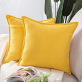Madizz Set Of 2 Short Chenille Throw Pillow Covers 22X22 Inch Yellow Soft Decorative Cushion Cover For Sofa Bedroom Pillow Shell