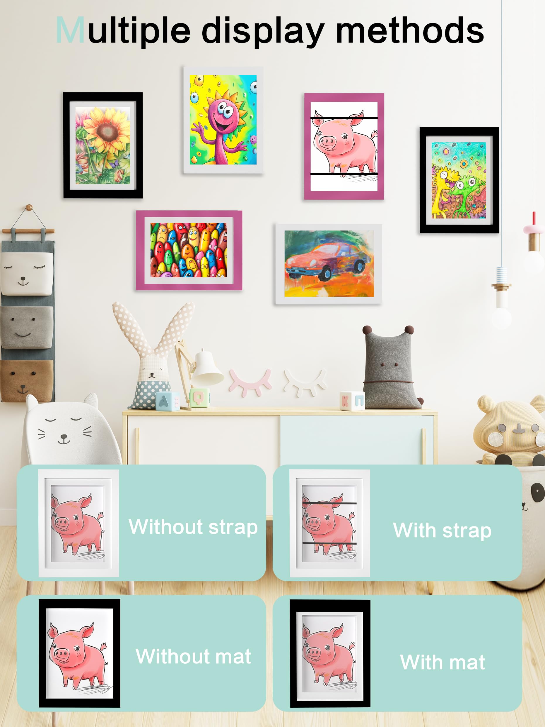 Orionstar Kids Art Frames, Artwork Picture Frames Changeable, Front Opening Picture Display Frames Holds 11X8.5 100 A4 Pcs, Artw